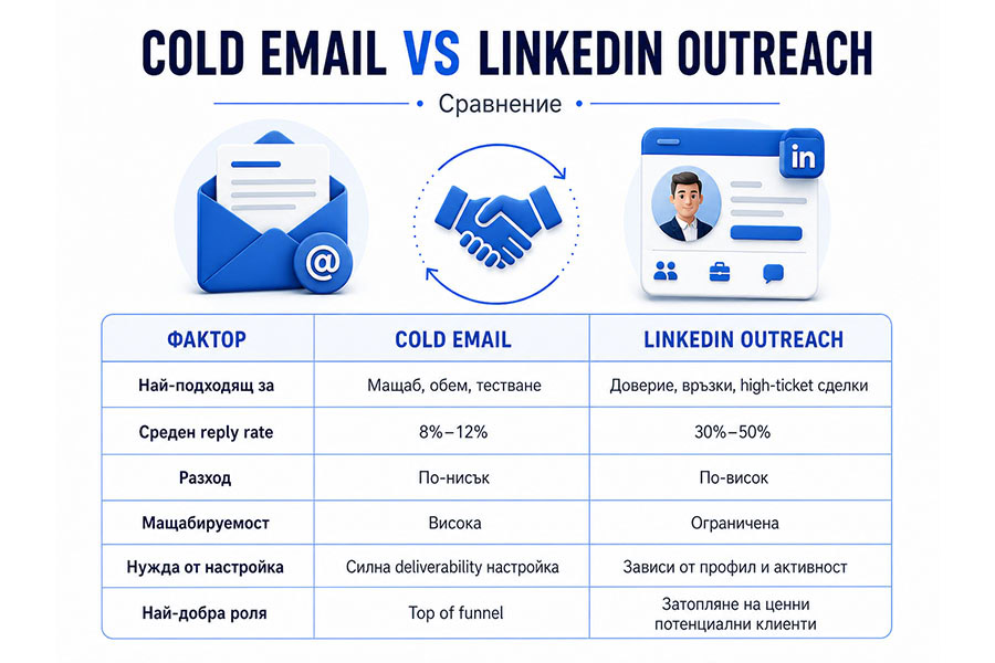 Cold email срещу LinkedIn outreach 12 Cold email срещу LinkedIn outreach