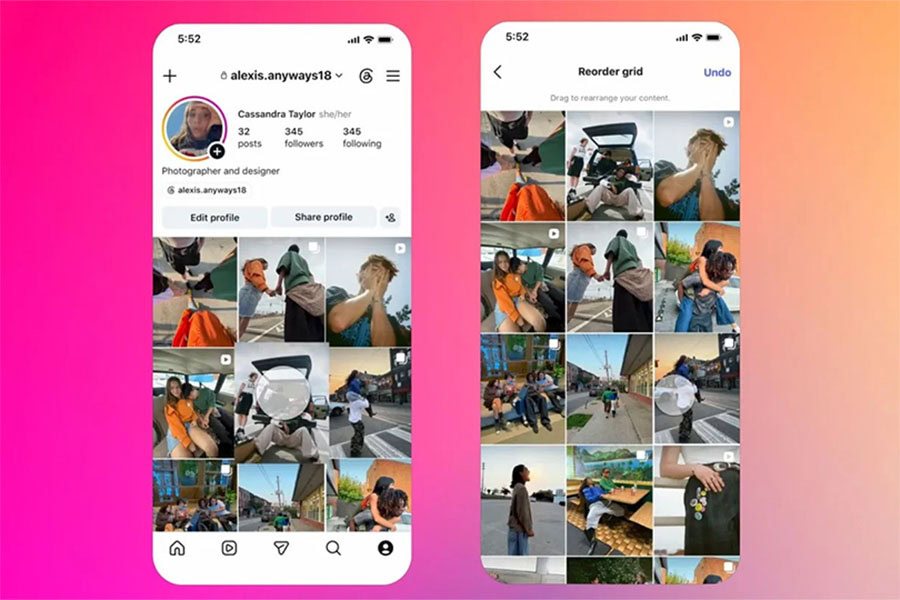 Instagram вече позволява пренареждане на публикациите в профилната решетка
