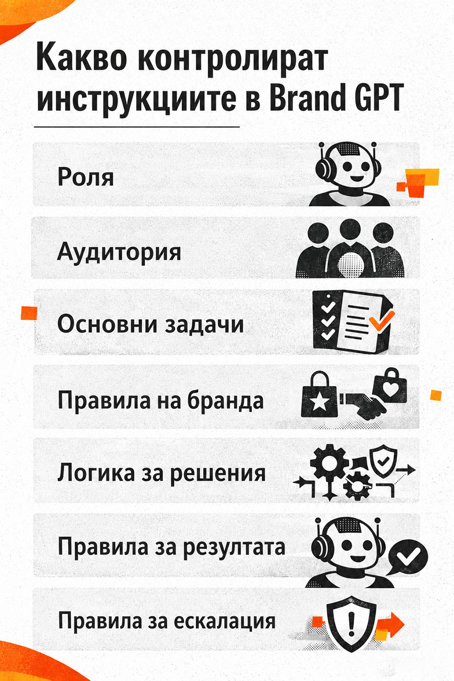 Какво контролират инструкциите в Brand GPT 9 Какво контролират инструкциите в Brand GPT