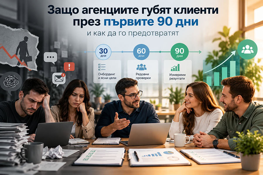 Защо агенциите губят клиенти през първите 90 дни и как да го предотвратят